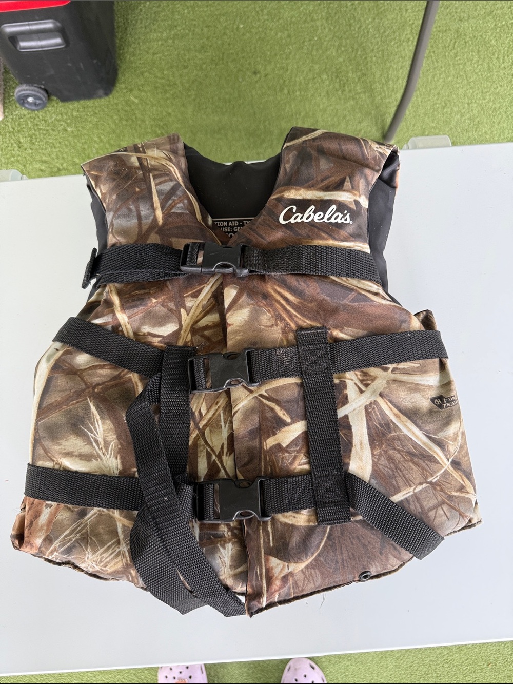 Cabela's Brown Camo Kids Life Jacket with Black Straps